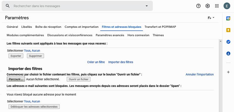 filtrage anti spam gmail