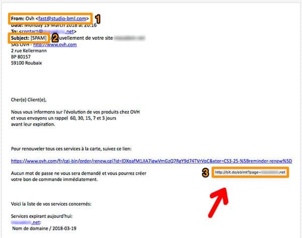 Exemple d'arnaque OVH