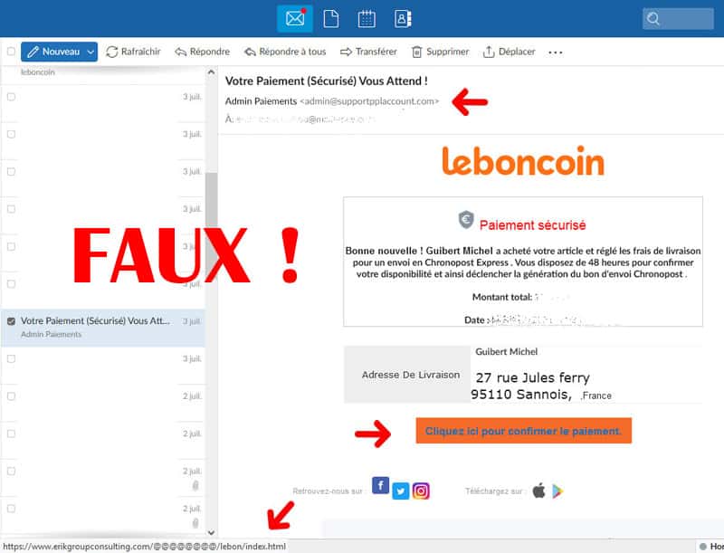 arnaque leboncoin phishing