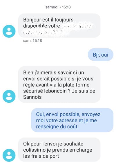 arnaque leboncoin sms