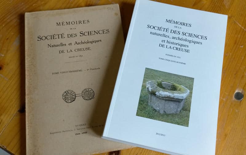 Exemple des mémoires publiés régulièrement par la Société des Sciences de la Creuse